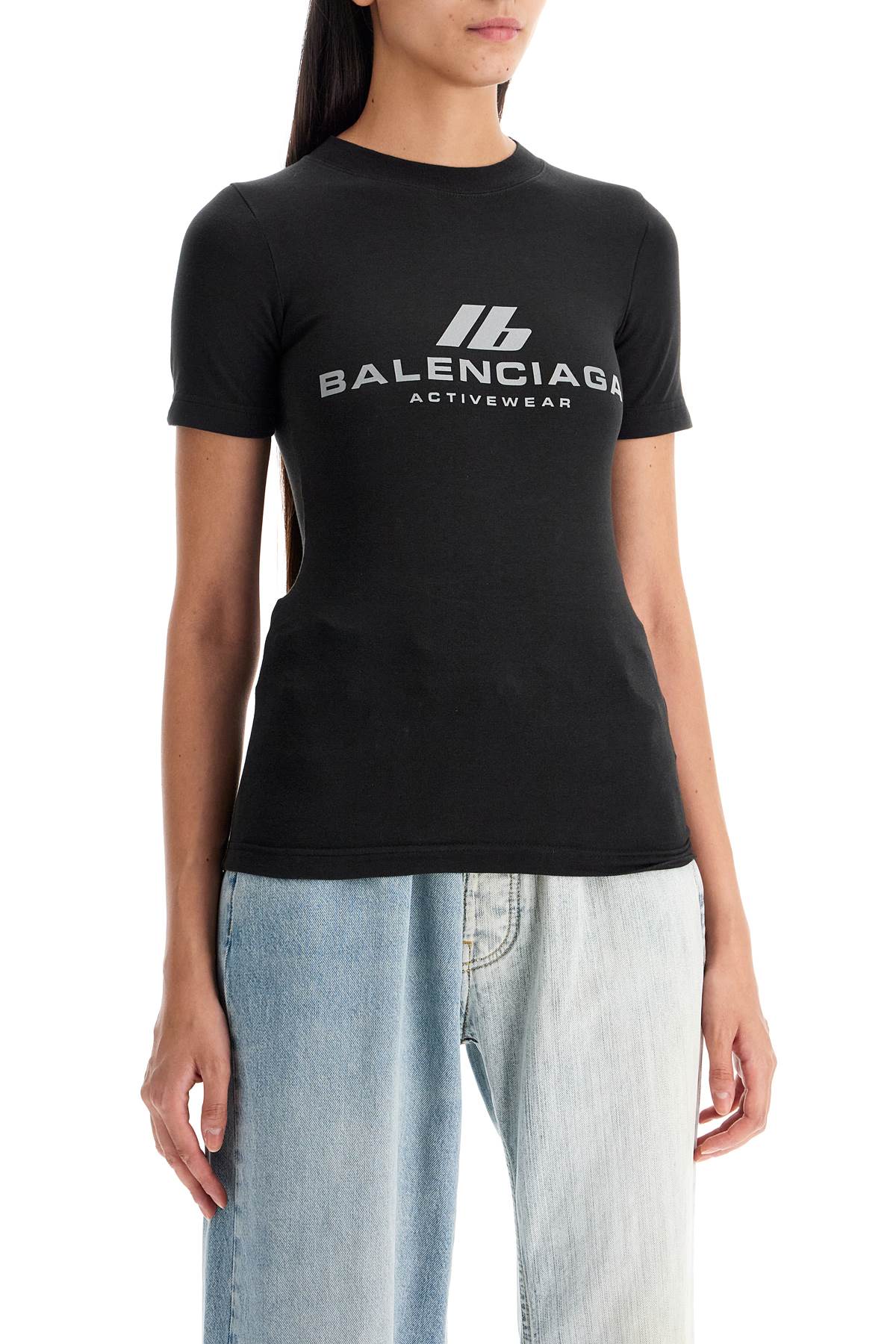 Tシャツ・カットソー BALENCIAGA Woman T-Shirt Black 768075TQVU1 1083 T-shirt with reflective logo BALENCIAGA Woman Tg. S
