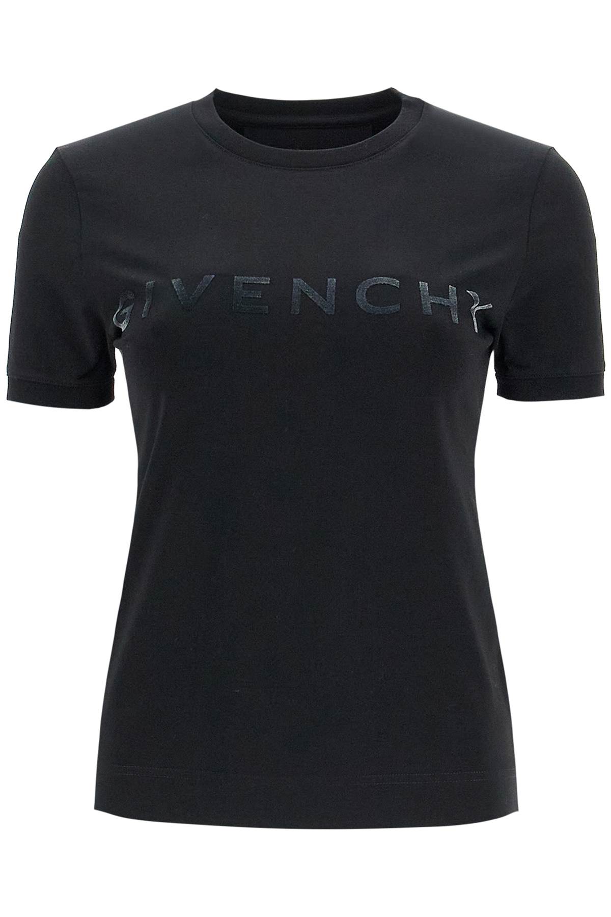 Tシャツ・カットソー GIVENCHY Woman T-Shirt Black BW70BFP6VY 008 T-shirt with flocked logo GIVENCHY Woman Tg. M BW70BFP6VY 8