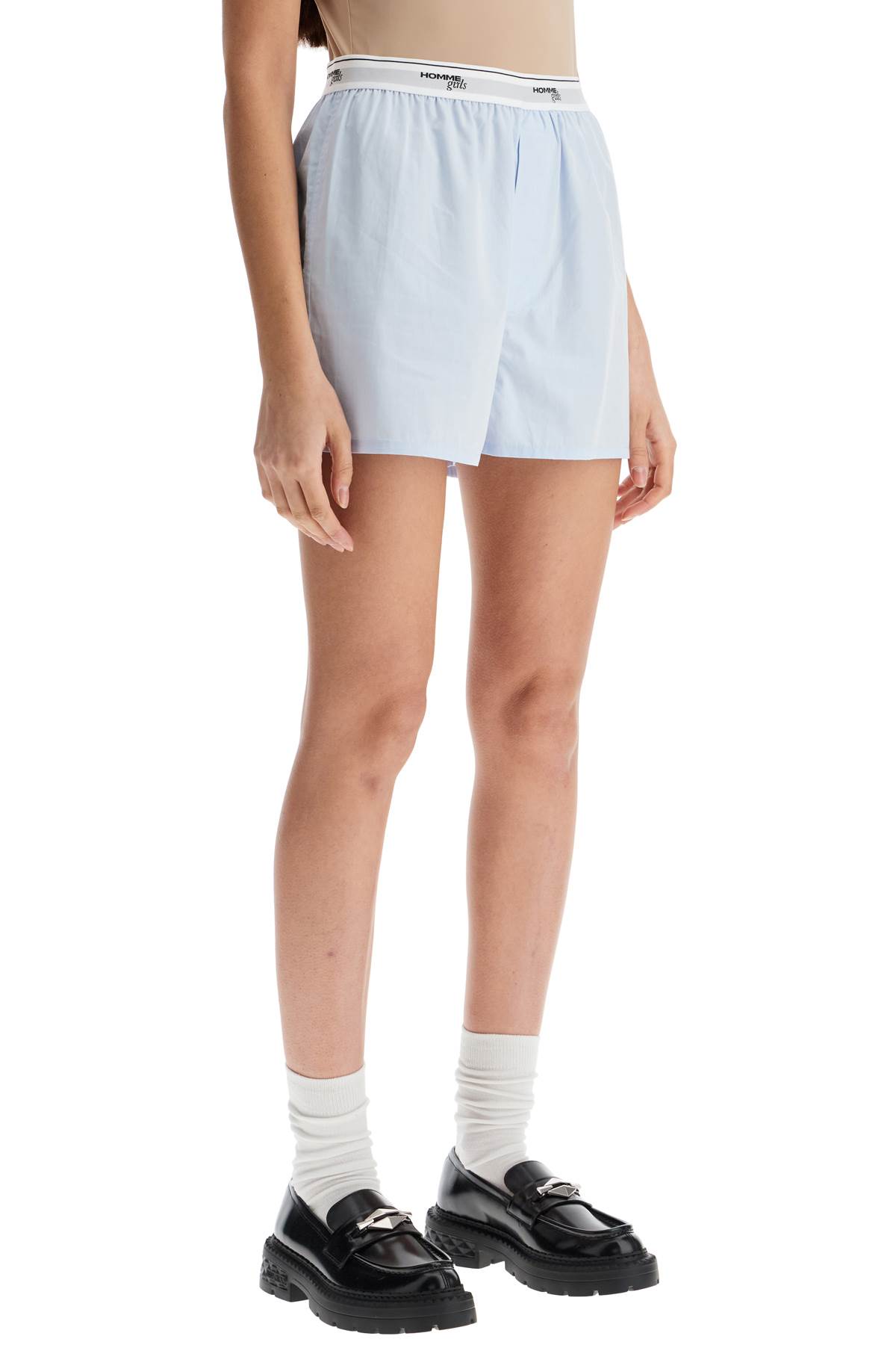 ショーツ HOMME GIRLS Women Underwear HGUN002 BLUE Blue Boxer Shorts in Chambray Blue – HOMMEGIRLS